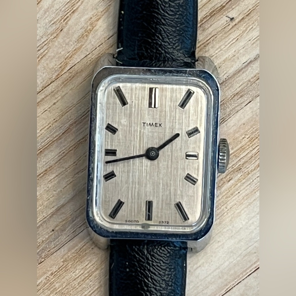 Timex Ladies Watch Rare Vintage Mechanical Winding Rectangular Stainless Dial